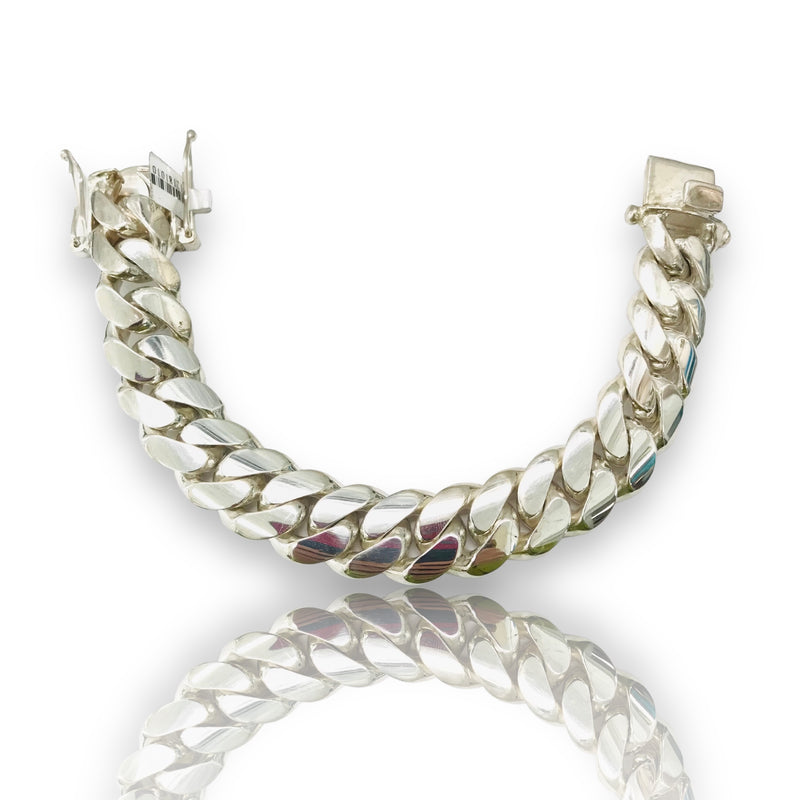 210.9gm Silver Cuban link Bracelet