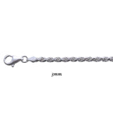 Genuine 925 Sterling Silver Diamond Cut Rope Necklaces & Chains-lirysjewelry