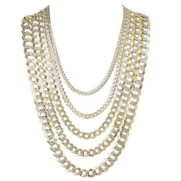 10kt Solid Pave Curb Link Necklaces-lirysjewelry