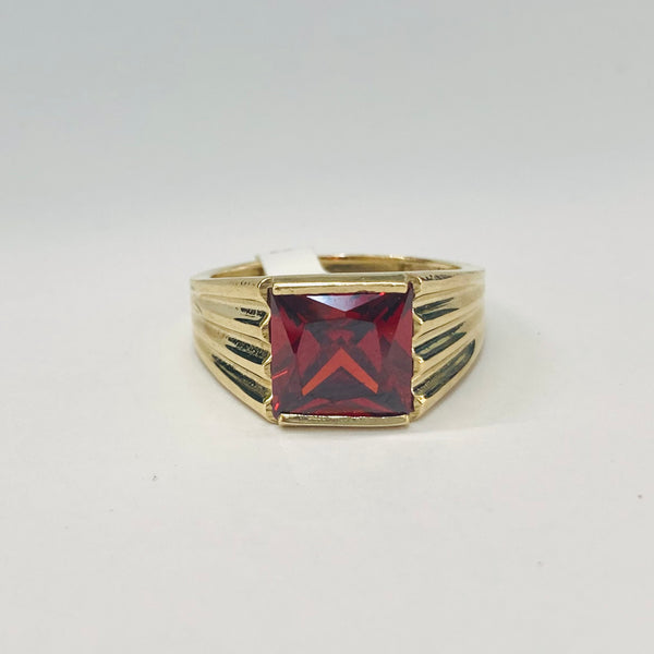 Synthetic Ruby Men's Ring 10k