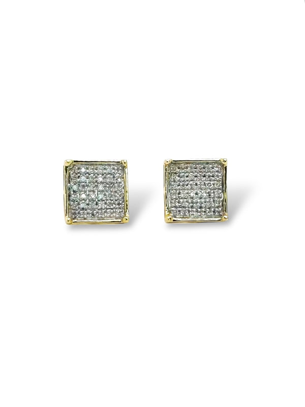 1/4 Square cluster Diamond Earrings 10k