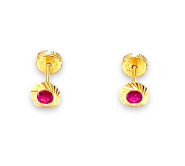 14k Pink Stone Baby Earrings