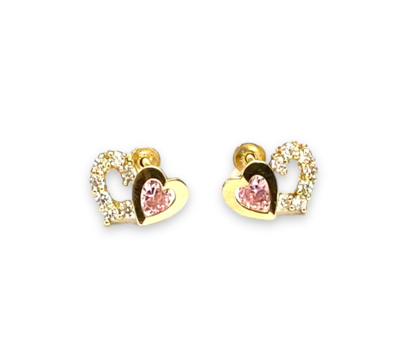 14k Heart Baby Earrings