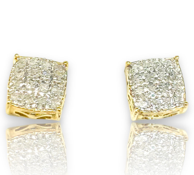 1/10ctw Square cluster Diamond Earrings 10k