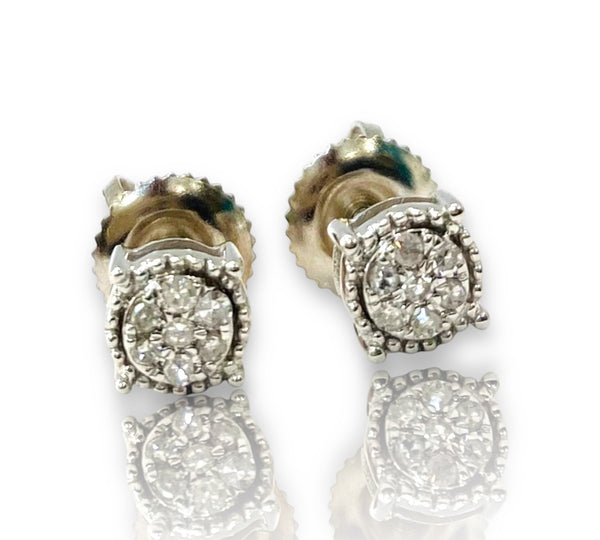 .10ctw round Cluster Diamond Earrings 10k