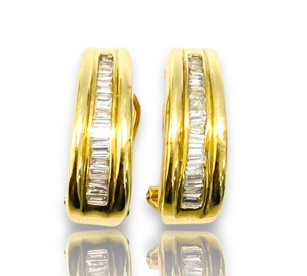 1.0ctw Baguette Diamond clip Earrings 14k