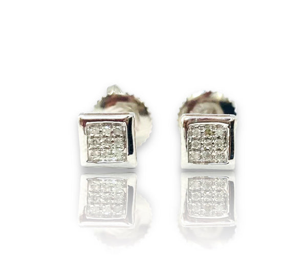 .20ctw square cluster Diamond Earrings 10k