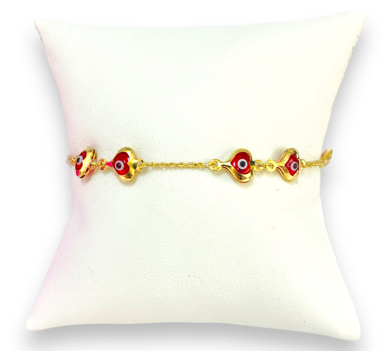 Heart Bracelet with Red beads