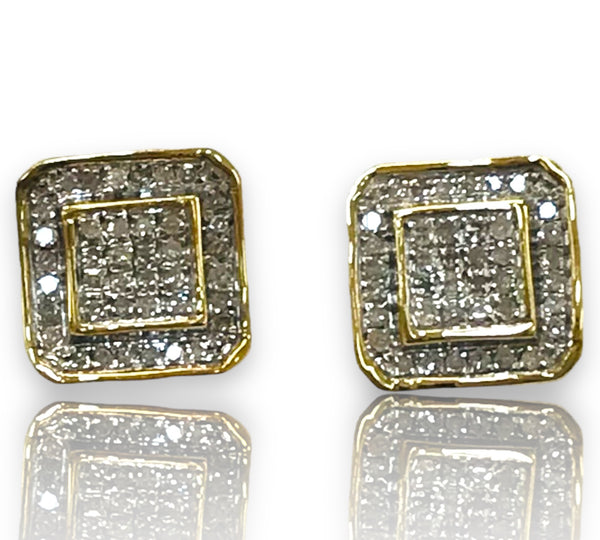 1/4ctw Square cluster Diamond Earrings 10k
