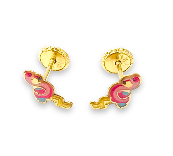 18k flamingo Baby Earring