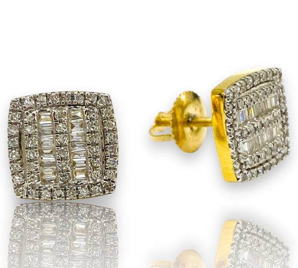 .38ctw Square cluster Diamond Earrings 10k
