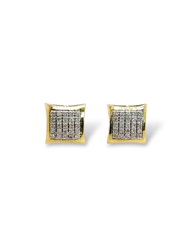 1/8 ctw Square cluster Diamond Earrings 10k