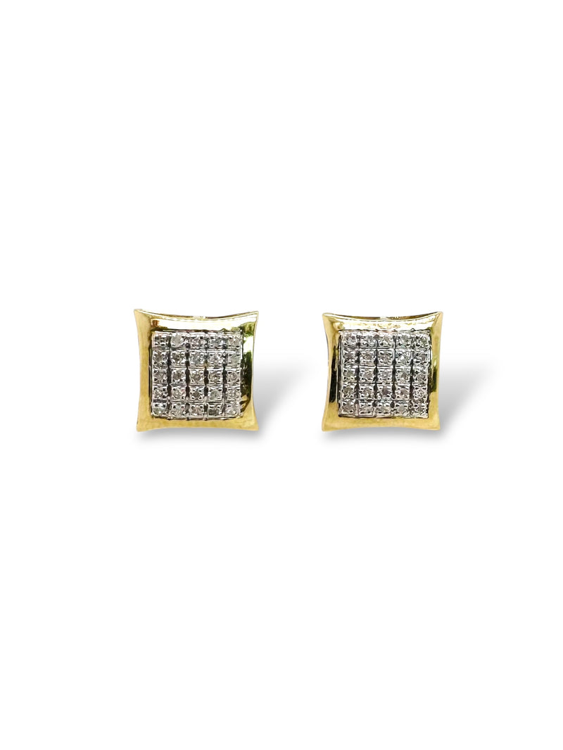 1/8 ctw Square cluster Diamond Earrings 10k