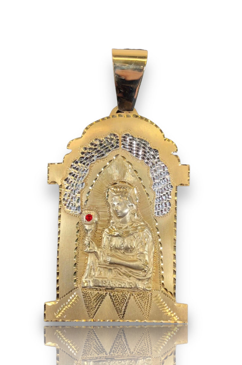 St Barbara Silver925   Religious Charm With Gold Plating