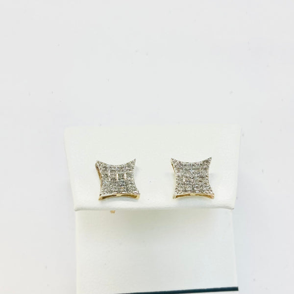 .1/2 ctw Square cluster Diamond Earrings 10k