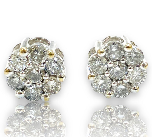.40ctw round Cluster Diamond Earrings 10k