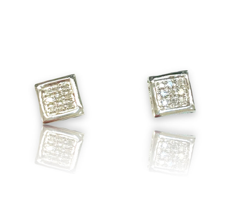 1/2 ctw Square cluster Diamond Earrings 10k