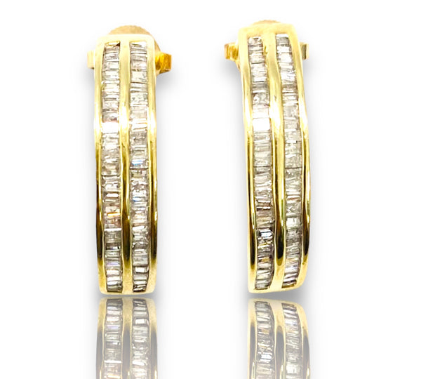 1.0ctw Baguette Diamond Earrings 10k