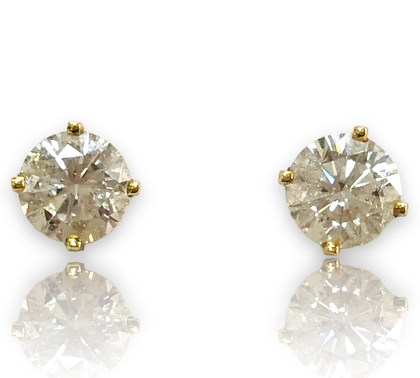 1.39ctw Round cluster Diamond Earrings 14k