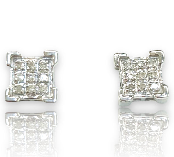 10ctw Square cluster Diamond Earrings 10k