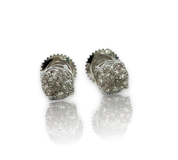 .25ctw Round cluster Diamond Earrings 10k