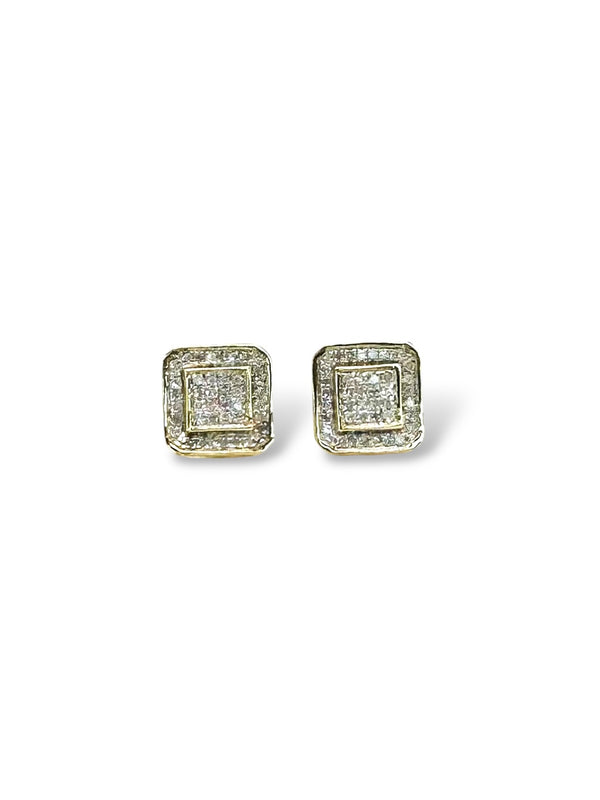 1/4ctw Square cluster Diamond Earrings 10k