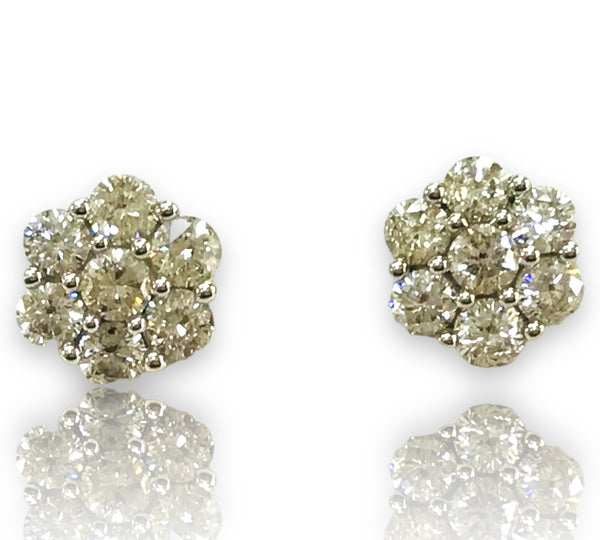 .78ctw Round cluster Diamond Earrings 10k