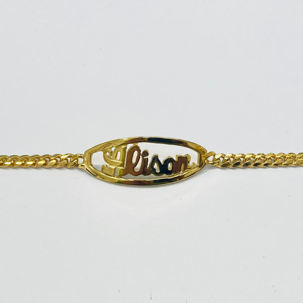 Hand Made Solid Cuban link id Baby Bracelet 10k