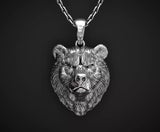 925 Sterling Silver Bear Head Pendant