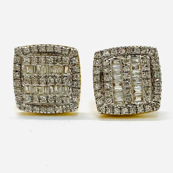 .38ctw Square cluster Diamond Earrings 10k