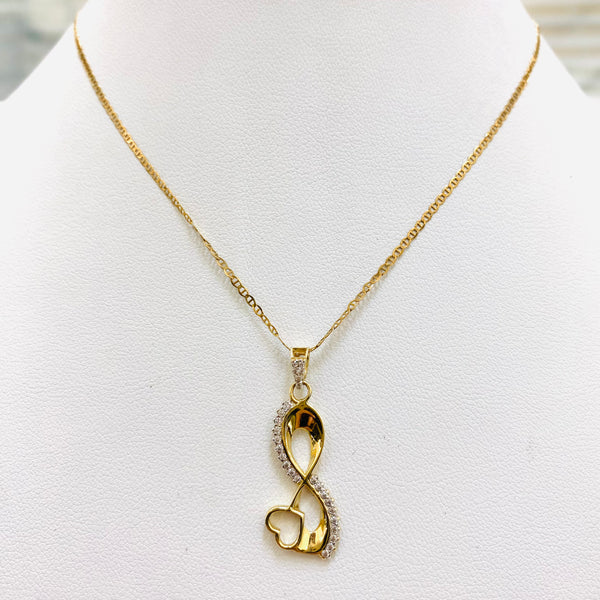 Chain and infinity shaped pendant set