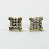 .10ctw Square cluster Diamond Earrings 10k