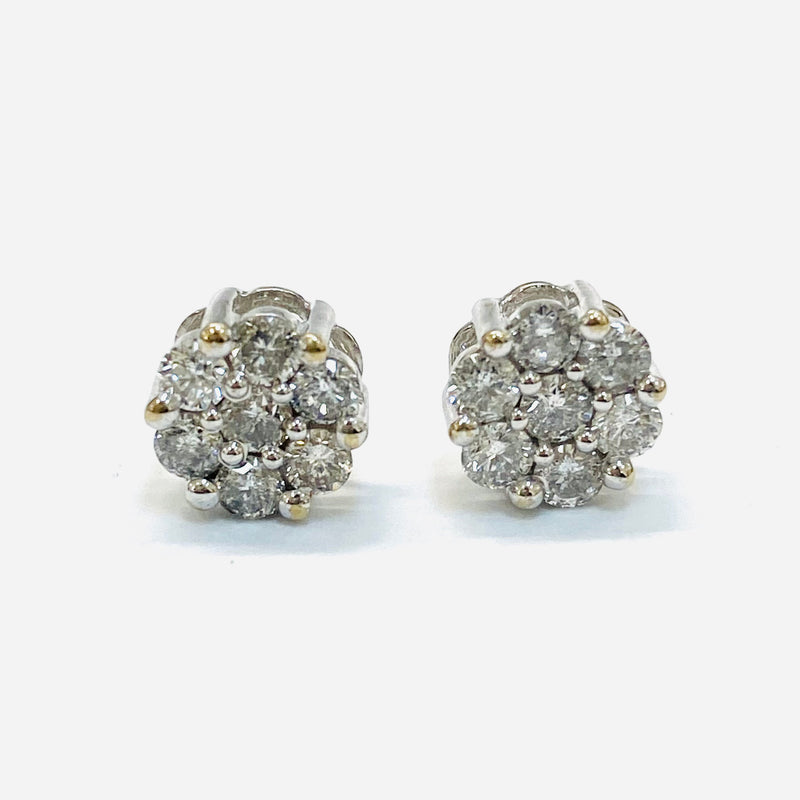 .40ctw round Cluster Diamond Earrings 10k