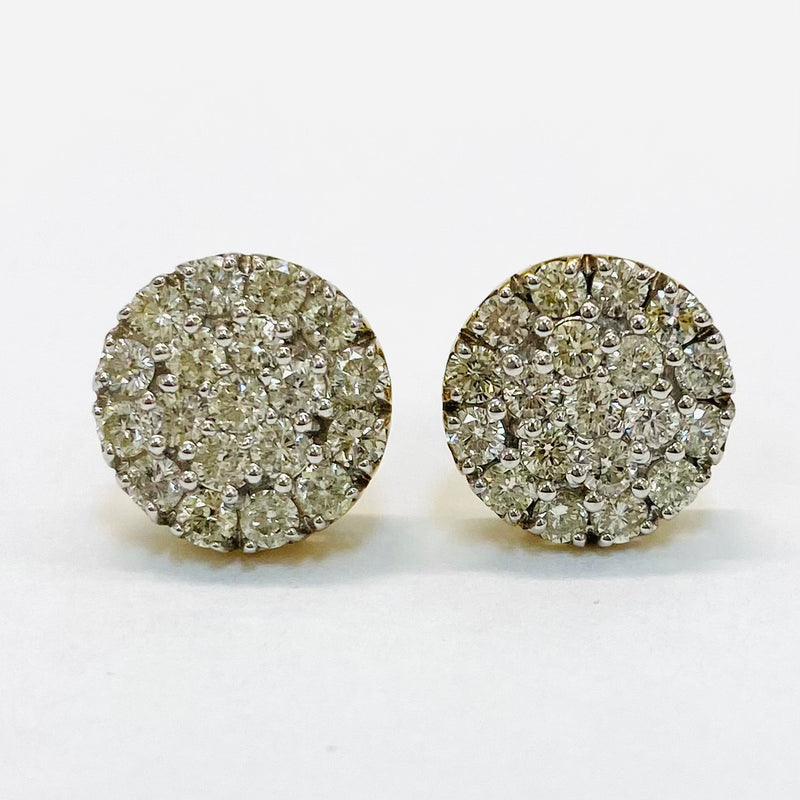 1.50ctw Round cluster Diamond Earrings 10k