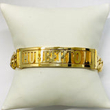 60GM Hand Made Solid Cuban link id Bracelet 10k