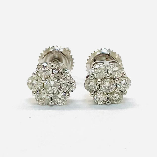 .78ctw Round cluster Diamond Earrings 10k