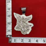 St Michael 3D Medallion Charm Pendent  4” Tall In 925 Silver / Gold Plated