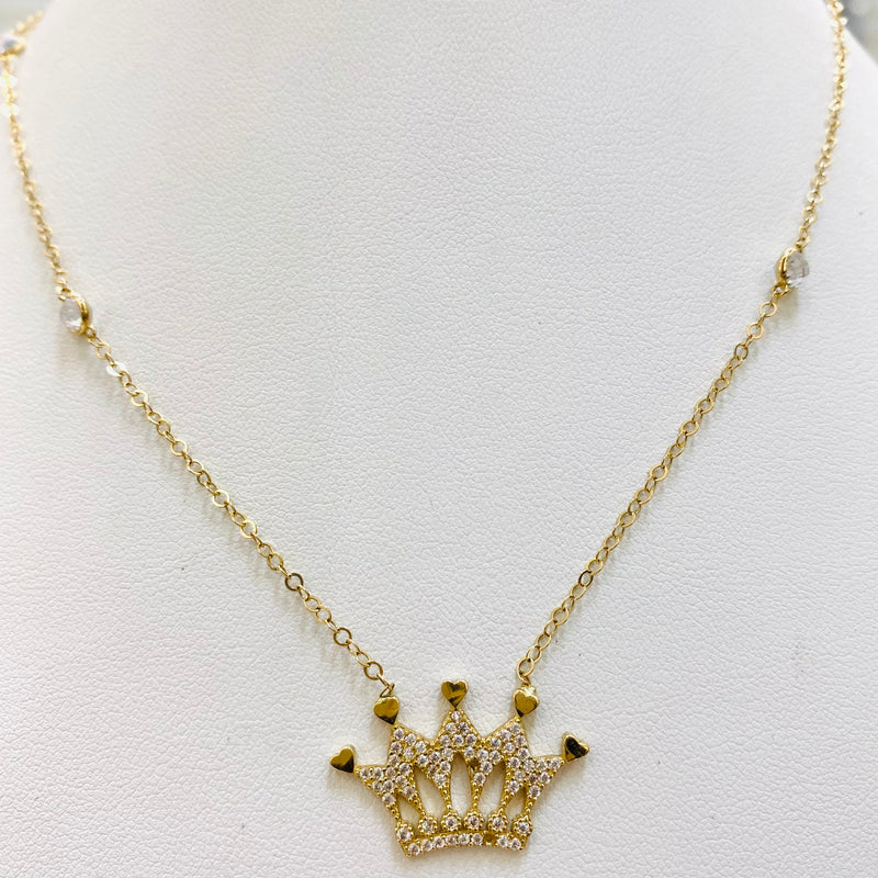 Chain and crown pendant set 14k