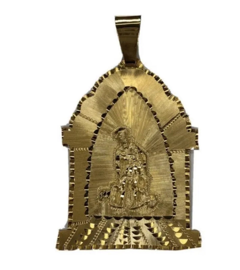 San Lazaro Medal Charm Pendent Silver 925 With Gold Plating
