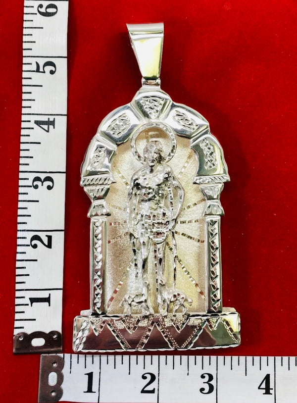 San Lazaro Medallion Charm Pendent In 925 Silver 6 Inch