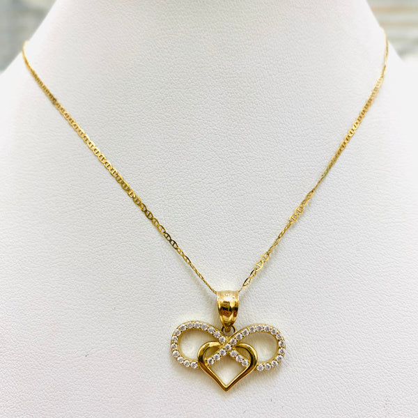 Chain and infinity heart shaped pendant set