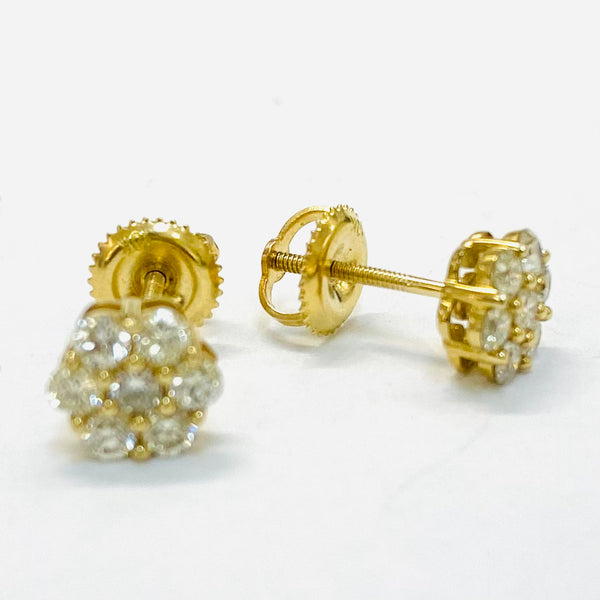 .58ctw round cluster Diamond Earrings 10k