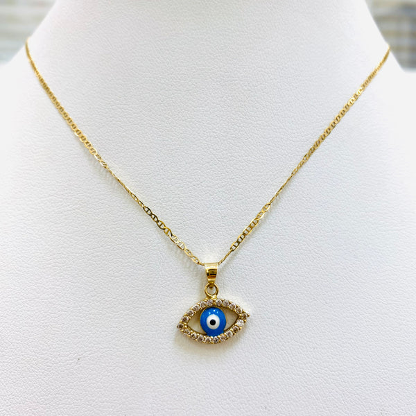 Chain and evil eye pendant set