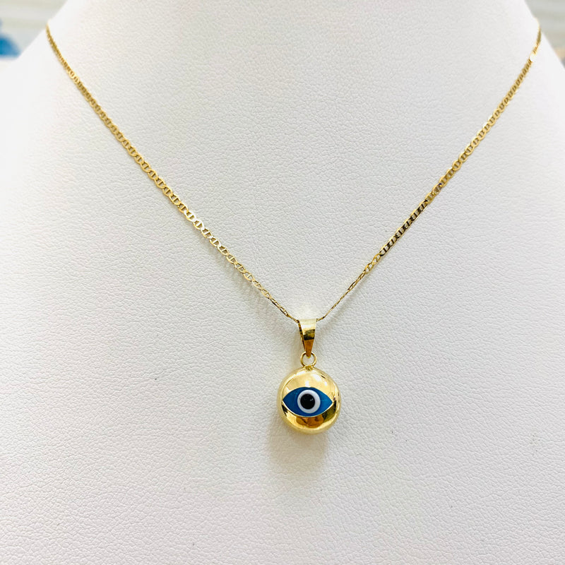 Chain and evil eye pendant set