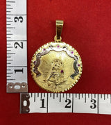 St Barbara925 Medal Religious Charm 3 Tall With Gold Plating