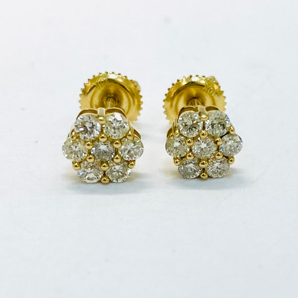 .58ctw round cluster Diamond Earrings 10k