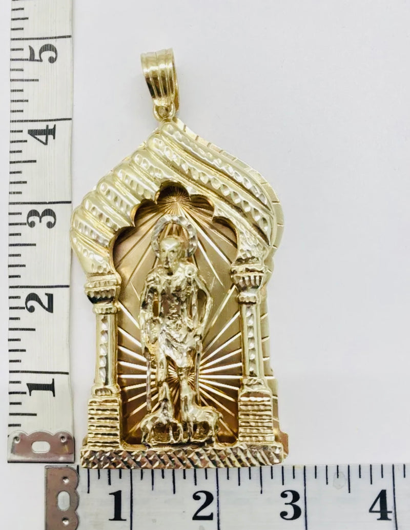 San Lazaro 3D Medal Charm Pendent Silver 925 / Gold Plated