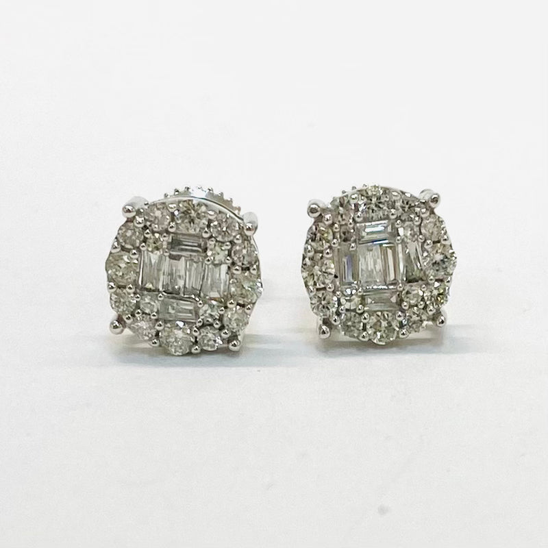.58 ctw Round cluster Diamond Earrings 10k