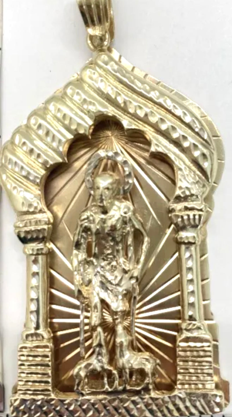 San Lazaro 3D Medal Charm Pendent Silver 925 / Gold Plated