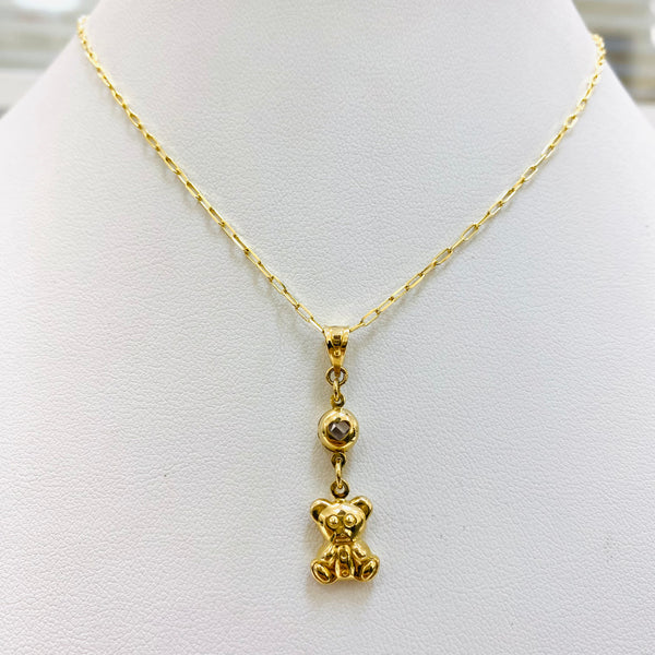 Chain and bear pendant set 14k